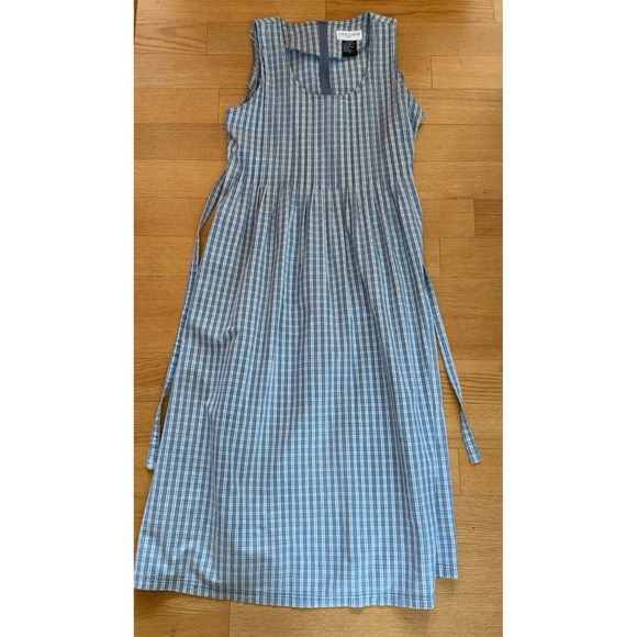 Casual Corner Blue White Plaid Cotton Dress Size 14 Cottagecore - Picture 7 of 11